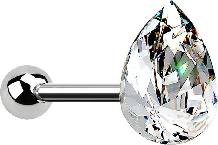 Star Piercing Micro Barbell silber Tropfen Kristall silber (Chirurgenstahl 316L, ohne Messing)