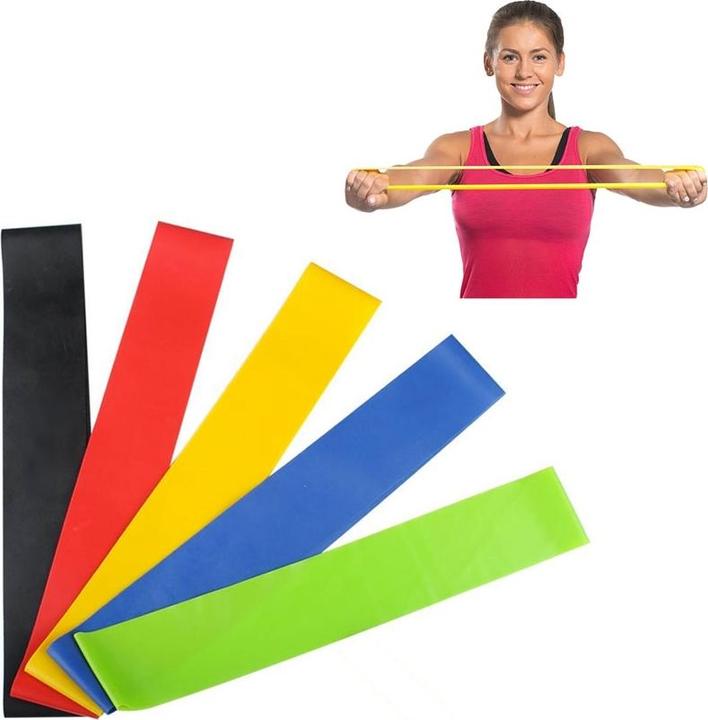 Produktbild Stride Gummi Fitness Übungsbänder / Widerstandsbänder / Gymnastikbänder 5er Set (0.12 m)