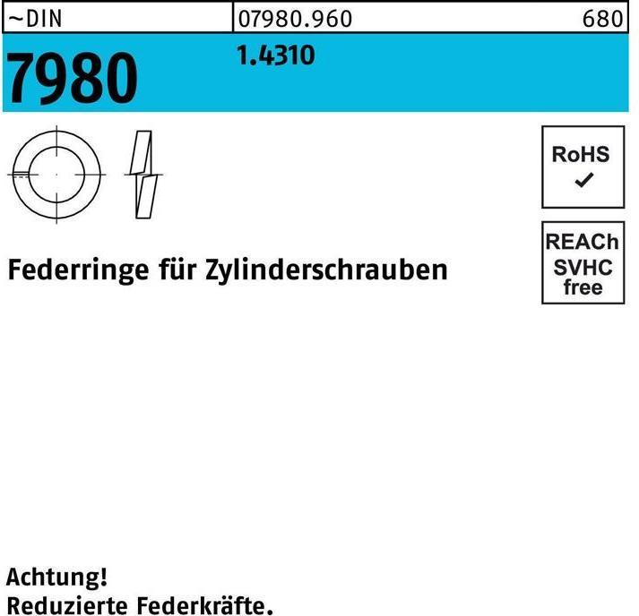 Produktbild Federring DIN 7980 f.Zylinderschrauben 3 1.4310