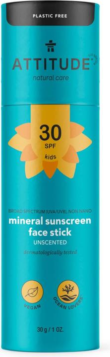 Attitude Baby & Kids Mineral Sunscreen (Sonnenstick, Sonnencreme Gesicht, SPF 30, 30 g)