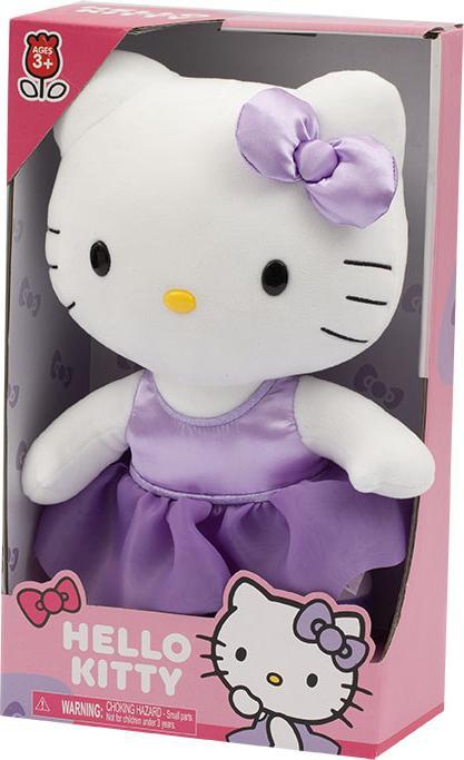 Produktbild Giochi Preziosi Hello Kitty Plüschtier 30 cm gross mit modischem Outfit, lilafarbenem Satinkleid und (30 cm)