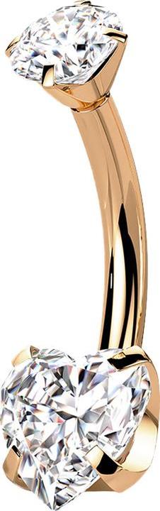 Star Piercing Banane rosegold mit Kristall und Kristallherz silber (Titan G23, ohne Messing)