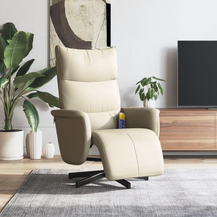 Produktbild VidaXL Massagesessel mit Fussteil Creme Kunstleder,Farbe