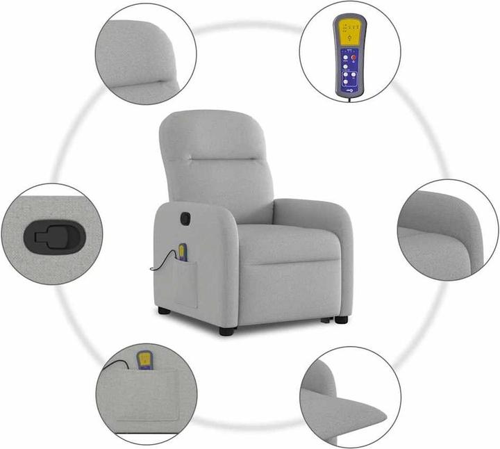 Immagine prodotto VidaXL Poltrona massaggiante con ausilio per la risalita in piedi in tessuto grigio Cloud