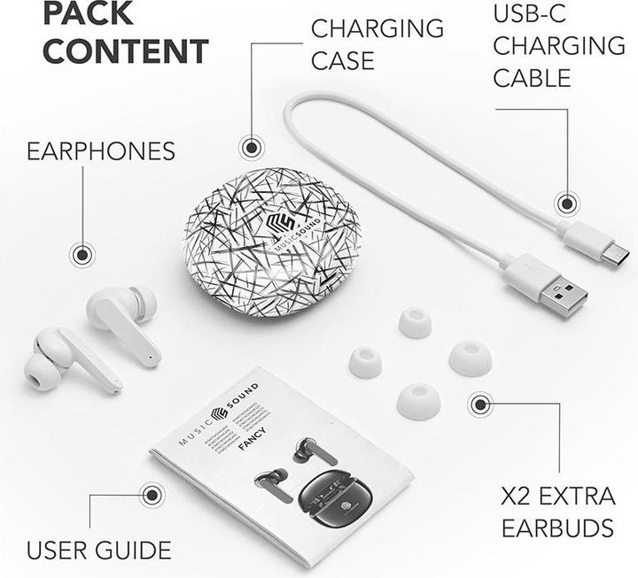 Actual product image Cellularline Music & Sound Bluetooth Earphones Fancy Lines White (5 h, Wireless)