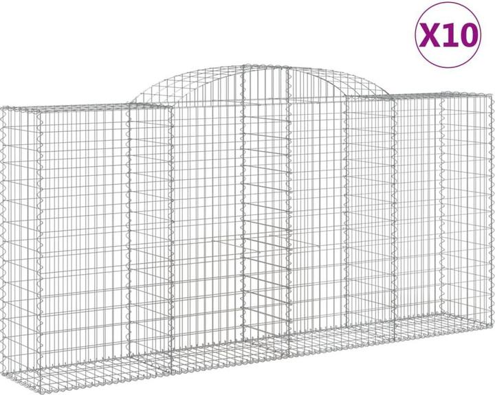 Produktbild VidaXL Gabionen mit Hochbogen 10 Stk 300x50x140/160cm Verzinktes Eisen