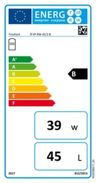 Label énergétique Vaillant Réservoir d'accumulation VP RW 45/2 B