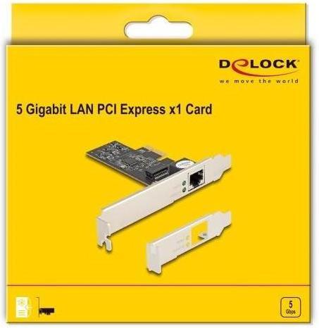 Image du produit Delock Carte PCI Express x1 vers 1 x RJ45 5 Gigabit LAN RTL812 (PCI-E x1)