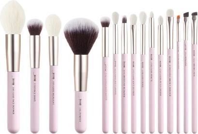 Jessup Pinceaux de maquillage 15pcs Pink Labeled for Foundation Powder Definer Highlight Liner Eyeshadow (Set)