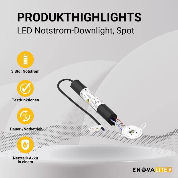 Produktbild Enova ELED 200106 - LED-Notstrom Downlight Einbau TEST-Fkt. (150 lm)