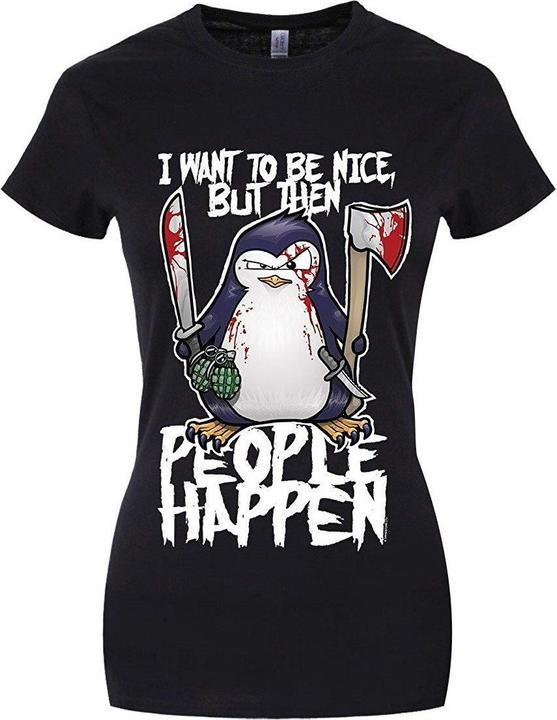 Psycho Penguin TShirt I Want To Be Nice (S)