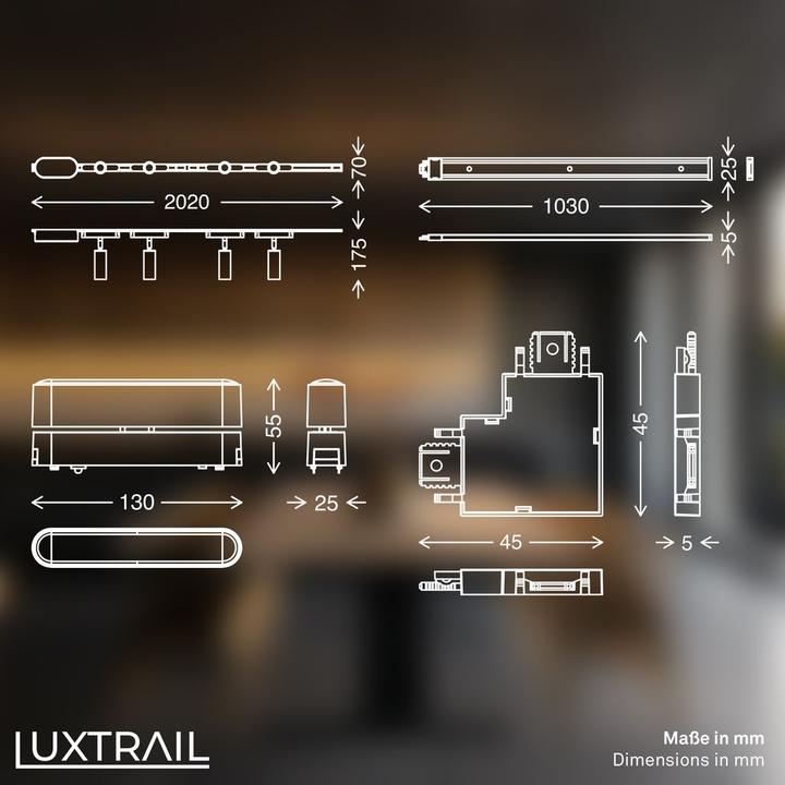 Produktbild Briloner Luxtrail 48V Schienensystem, Set, 3m, Weiss, 4x5W, 2x6W, Track-Grid
