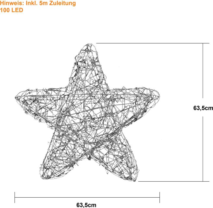 Produktbild Star Trading LED Outdoor-Leuchtstern,Ole, handgefertigt, silber, Ø 63cm