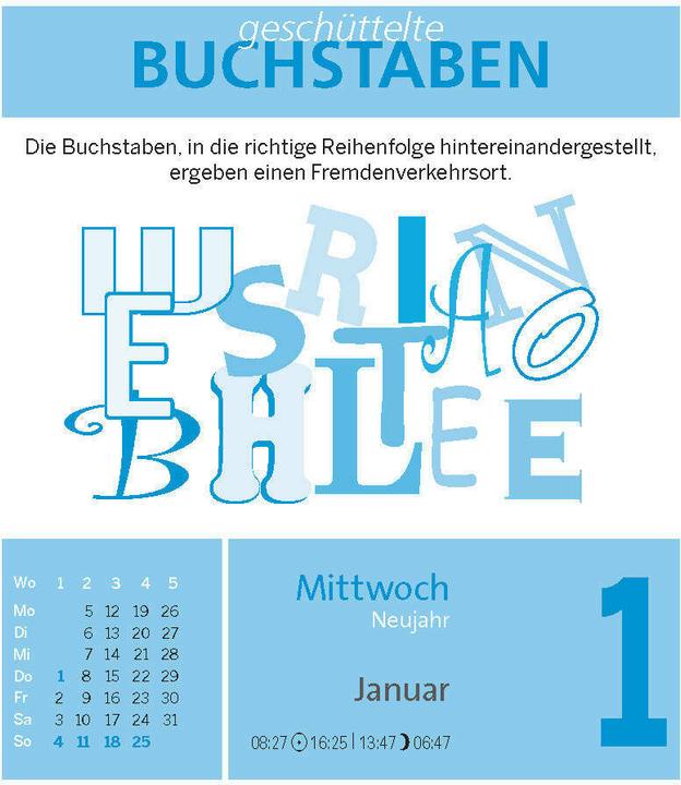 Produktbild Gehirnjogging 2026 - 313 knifflige Denksporträtsel fürs tägliche Kopftraining - Textabreisskalender (Deutsch, 2025)