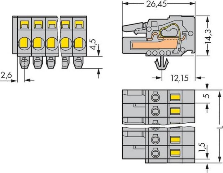 Produktbild Wago Federleiste Grau 231-105/008-000 Inhalt: 100 St. (231-105/008-000)