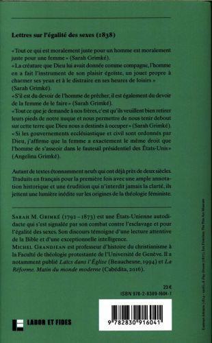 Produktbild Lettres sur l'égalité des sexes (Französisch, Grimké Sarah Moore, Grimké Angelina Emily, 2016)
