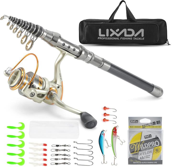 Immagine prodotto Lixada Canna da pesca telescopica e bobina, 210 (Set da pesca, Telescopio, 210 cm)