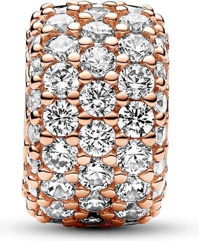 Pandora Funkelndes Dreireihiges Pavé Charm (Rosévergoldete Metalllegierung)