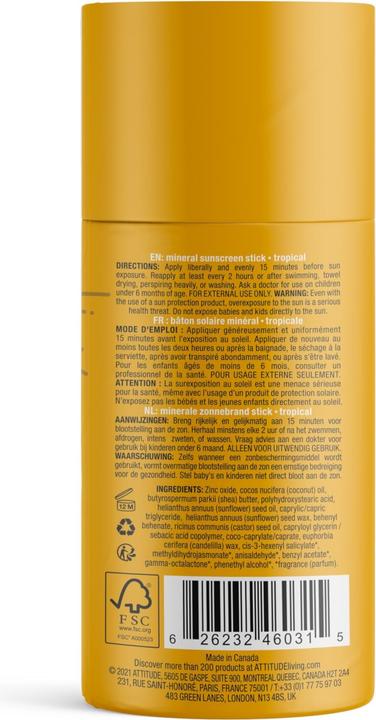 Immagine prodotto Attitude Penna tropicale (Crema solare, SPF 30, 85 ml, 120 g)