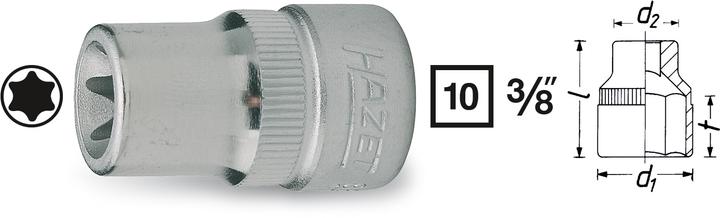 Produktbild HAZET Steckschlüsseleinsatz ∙ TORX 880-E12 ∙ Vierkant10 mm (3/8 Zoll) ∙ Aussen TORX Profil ∙ E12