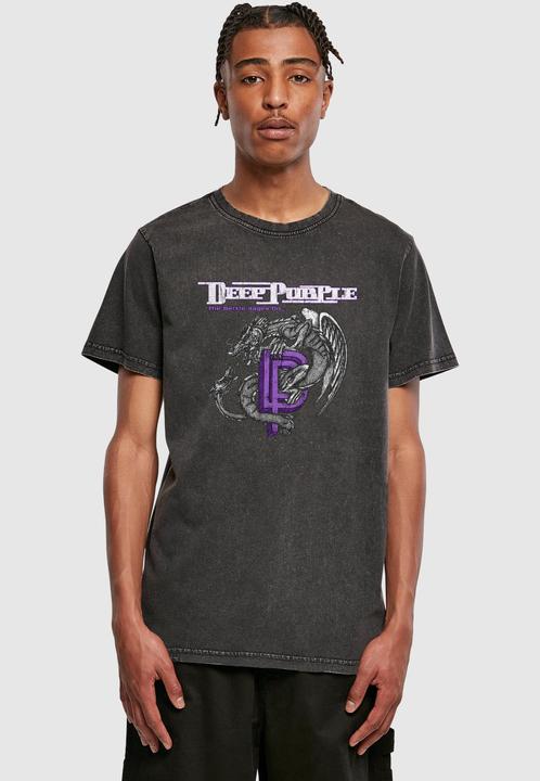 Actual product image Merchcode Deep Purple Dragon Acid Wash Tee - 182591 (S)