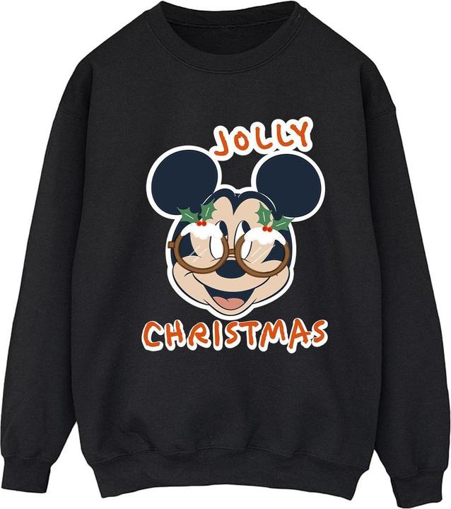 Disney Mickey Mouse Jolly Christmas Glasses Sweatshirt (XL)
