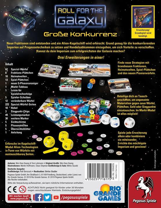 Produktbild Pegasus Expertenspiel Roll for the Galaxy: Grosse Konkurrenz (Deutsch)