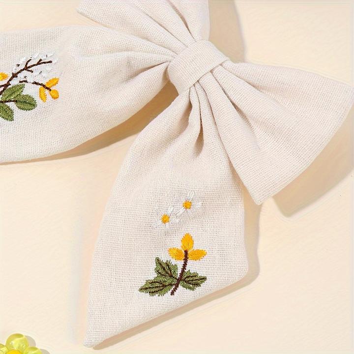Actual product image Activity Board 1pc niedliche Blume Stickerei Schleife Haarspange, gemischte Farbe, Polyester, Mode (1 pcs.)