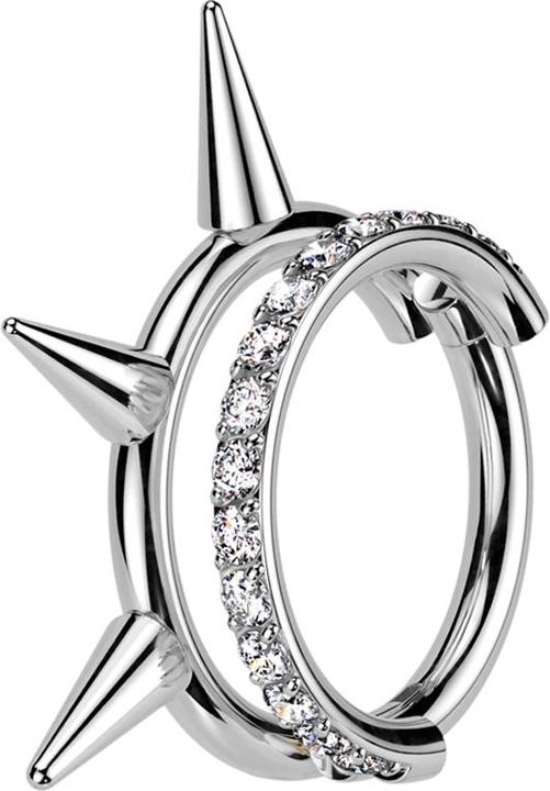 Immagine prodotto Star Piercing Micro Segmentring klappbar silber zwei Ringe reihe Kristalle reihe Cones (Titanio G23, senza ottone)