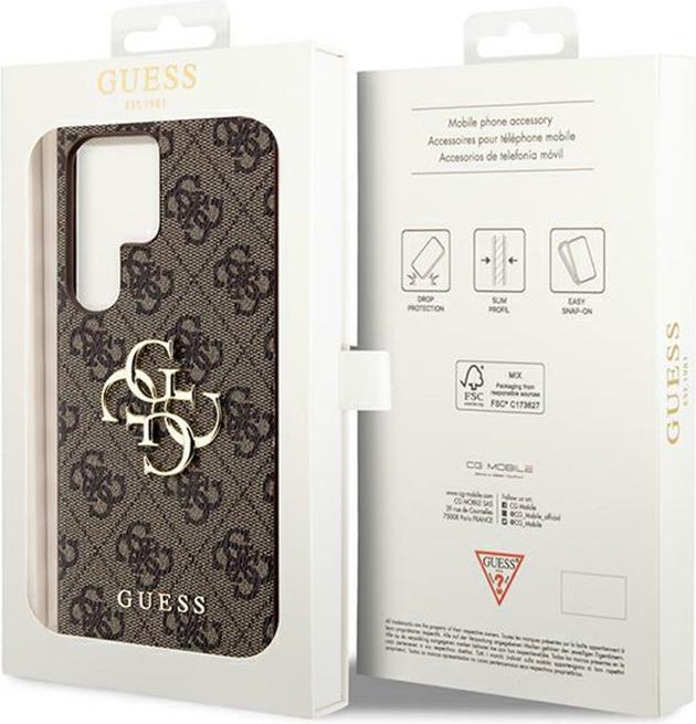 Actual product image Guess PU 4G Metal Logo Case- brown (Samsung Galaxy S24 Ultra)