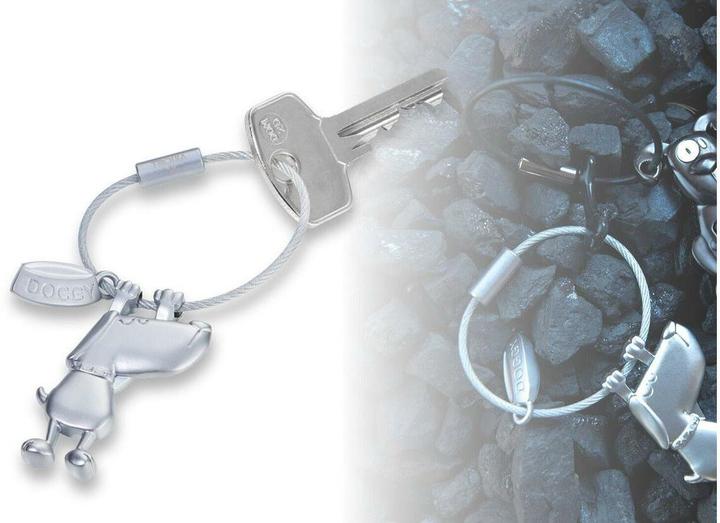 Actual product image Troika DOGGY key ring dog, bowl, matt grey