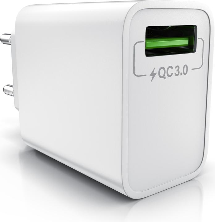 Produktbild Aplic USB Ladegerät 18W Quick Charge 3.0, Schnellladefunktion, für Smartphones, Tablets, weiss (18 W)