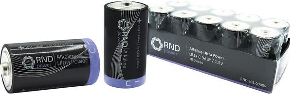 RND Primary battery, Alkaline, C, 1.5V, Ultra Power, pack of 10 (10 pcs., C, 7500 mAh)
