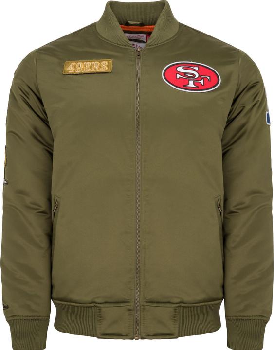 Mitchell & Ness M&N Satin Bomber Jacke - PATCHES San Francisco 49ers - M (M)