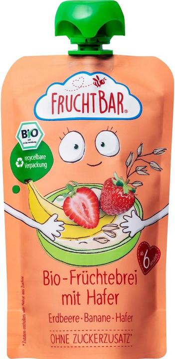 Actual product image Fruchtbar Organic strawberry, banana, oat squeeze pouches 8x 100 g (100 g)