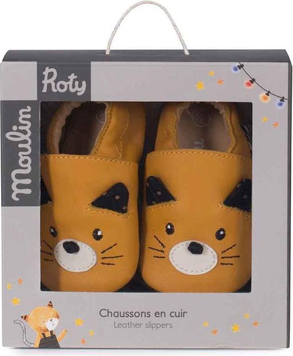 Image du produit Moulin Roty Chaussons en cuir chat jaune 18/24 mois, Les Moustaches (18, 19, 20, 21, 22, 23, 24)