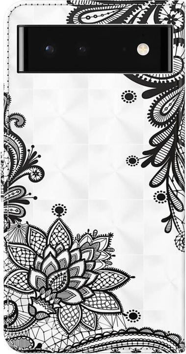 Produktbild Cover-Discount Google Pixel 7 Pro - Etui Glanz Effekt Blumen schwarz (Google Pixel 7 Pro)