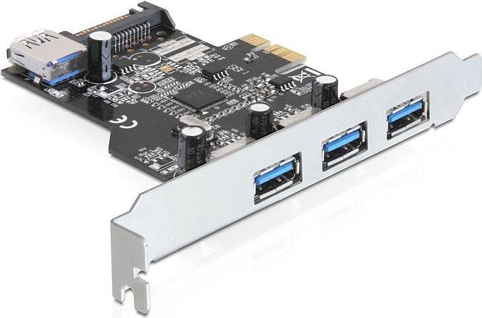 Actual product image Delock PCIe USB 3.0 3x external 1x internal LP SATA Power VIA