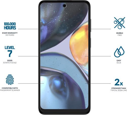 Actual product image Eiger Mountain Glass Clear (1 Piece, Motorola Moto G22)