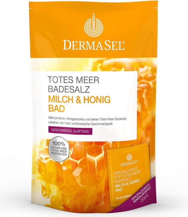 Actual product image DermaSel Badesalz Milch & Honig deutsch/französisch (Bath salts)