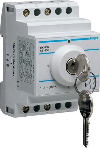 Actual product image Hager HAG SK606 10A 400V built-in key switch 2p 3PLE