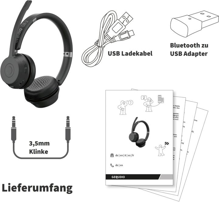 Produktbild Gequdio Schnurlos Bluetooth Headset GB-2 (ohne USB-Adapter) (Kabellos, USB-A)