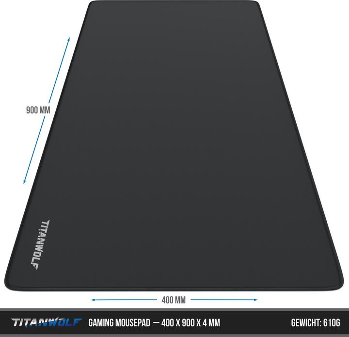 Actual product image Titanwolf Gaming Mouse Pad, XXL Speed Gaming Mouse Mat / Extra Large Surface of 900 x 400mm, Logo (Wide)