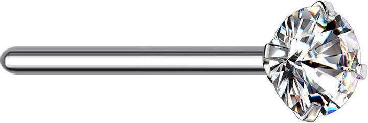 Star Piercing Nasenstecker biegen silber runder Kristall silber gefasst (ohne Messing, Titan G23)