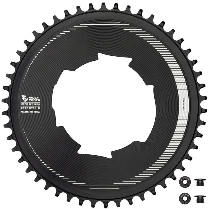 Actual product image Wolf Tooth SRAM Aero-Kettenblatt, 107 BCD, 4-Loch, Drop-Stop B - black