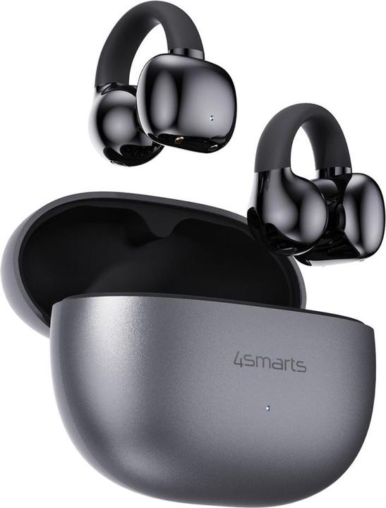 Productafbeelding 4smarts Open-Ear-Kopfhörer SkyBuds Clip Grau, Detailfarbe: Grau (NC, 28 h, Draadloze)