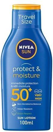 Immagine prodotto NIVEA Protect & Moisture SPF 50 Lozione Solare Formato Viaggio (Crema solare, SPF 50, 100 ml)