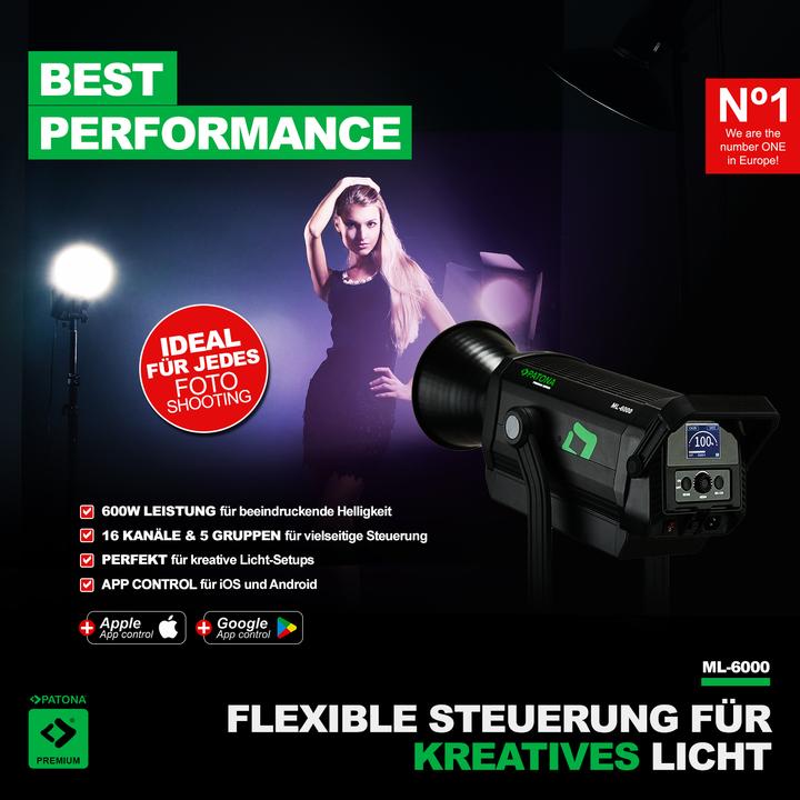 Produktbild Patona Premium LED professionelles Fotolicht Videolicht LED 600W COB ML-6000 inkl. Tragetasche