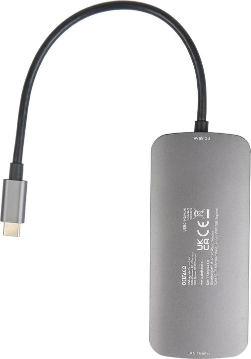 Actual product image Deltaco USB-C jungčių stotelė, 1x HDMI/RJ45/SD/mSD, 3x USB-A / USBC-HDMI26 / 1902421 (USB-C, 8 Ports)