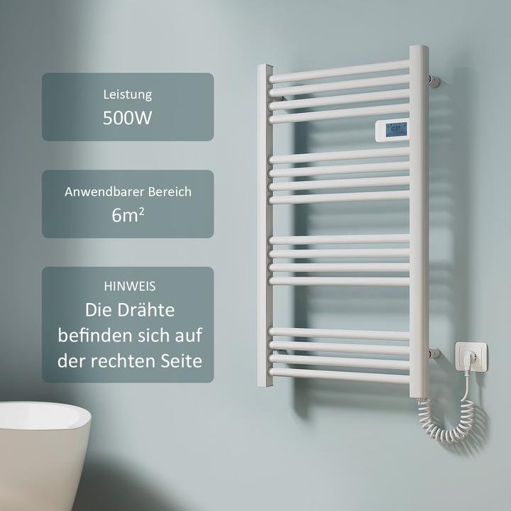 Produktbild Emke Badheizkörper Handtuchhalter Einstellbare Temperaturregelung 96x54cm Weiss 500W (500 W)